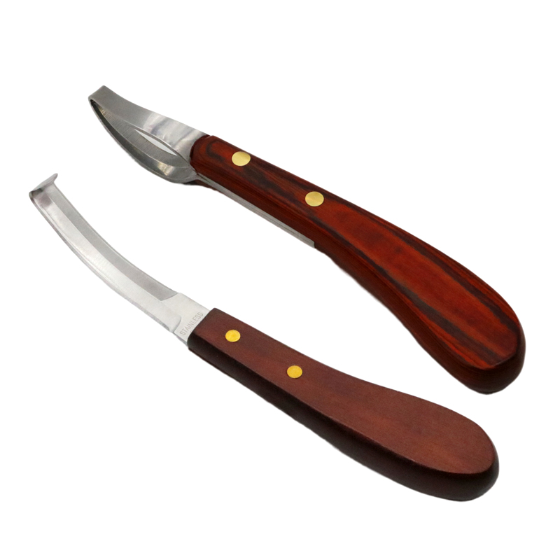 Couteau à sabot à boucle pour cheval, lame de tondeuse, mouton, bétail, cisailles à double tranchant, coupe-manche en bois, acier inoxydable, 2 pièces: Rouge