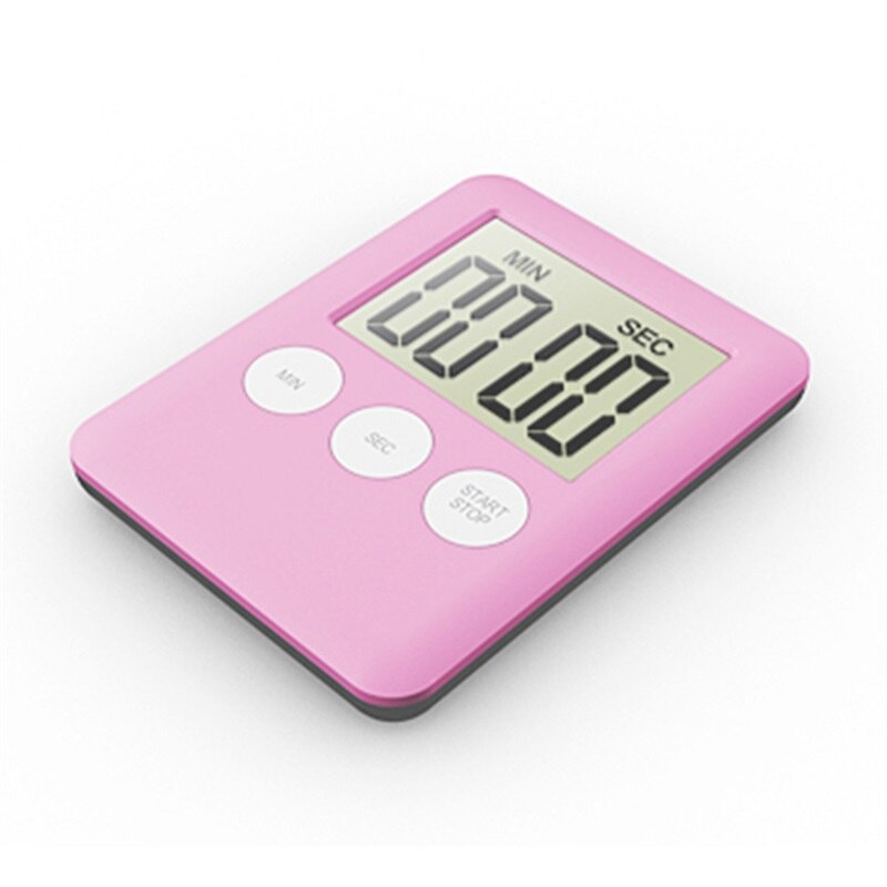 Super Thin LCD Countdown Timer Digital Kitchen Clock Timers Square Cooking Countdown Alarm Clocks Time Counting Devices: Pink