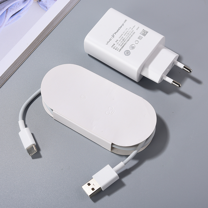Original Vivo 44W Fast Charger EU/US FlashCharge 2.0 Adapter Type C Cable For VIVO Y100 Y100i Y36 Y78t X70 X60 IQOO Neo 5 Z5X Z6: EU