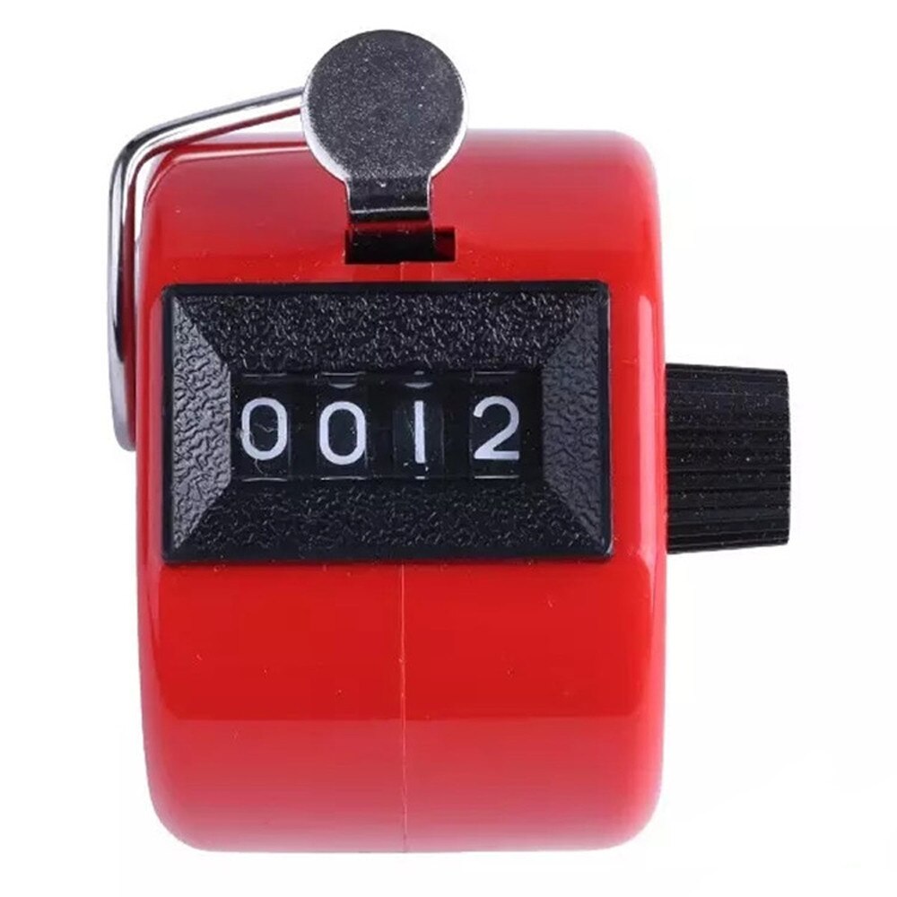 Digital Hand Held Tally Clicker Counter 4 Digit Number Clicker Golf Chrome Finger Hand Ring Knitting Row Tally Counter Pedometer: red