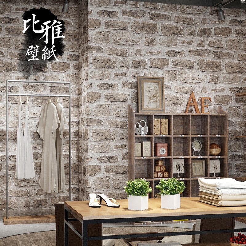 Nordic 3d three-dimensional brick brick wallpaper retro living room background wall antique brick wallpaper