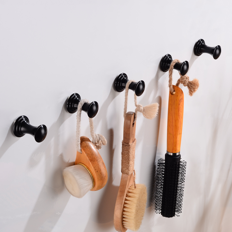 Kappekrok rustfritt stål baderomskrok svarte kroker for oppheng av håndklær veske lue kleskrok vegghenger maskinvare for bad