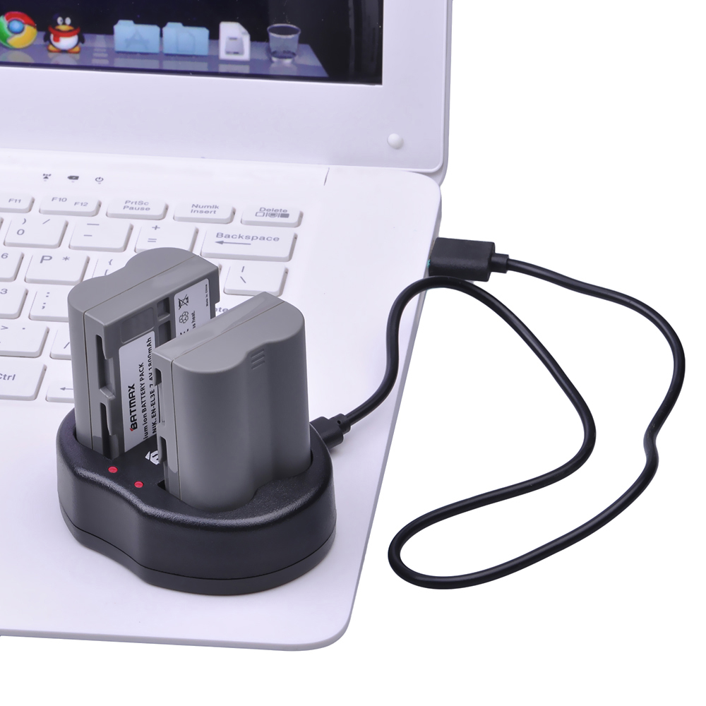 Batmax 1800mAh EN-EL3E EN-EL3 Battery +USB Dual Charger for Nikon D30 D50 D70 D90 D70S D300 Camera