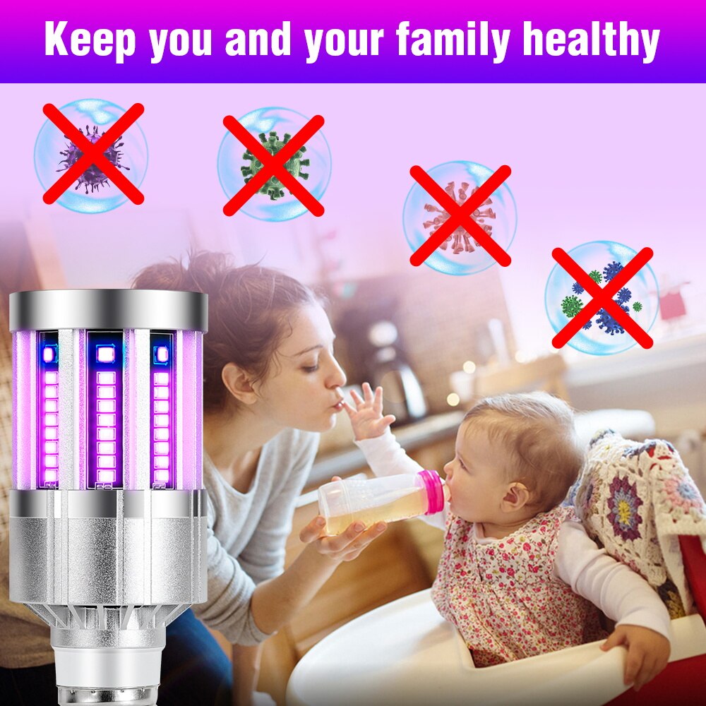 UV LED Lamp Ultraviolet Light Bulb UVC Bacterial Desinfection Lamp 220V LED Corn Bulb E27 Sterilization Light Germicidal Lamp