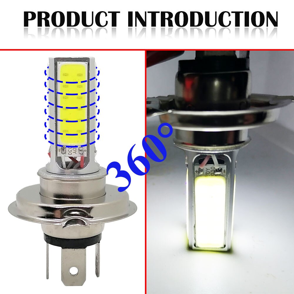 H4 Led Motorfiets Koplampen H6 BA20D Hi Lo Beam Moto Led 4Side Cob Led Koplamp Motor Led Lampen conversie Kit Bollen