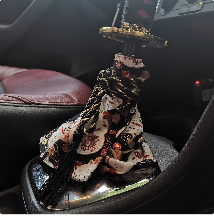 Jdm Car Modification Japanese Style Bushido Shift Boot Stick Head Gear Cover Handlebar Universal Lever: Lucky Cat