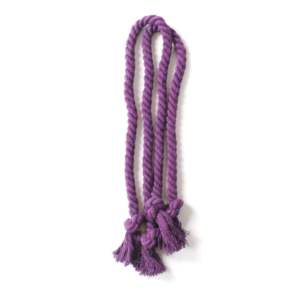 Curtain Buckles Tie Rope Handmade Weaving Cotton Linen Clips Tiebacks Holder Solid Color Curtain Holder Rope Home Decor: Purple