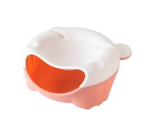 Snack Bowl with Shell Holder, Cute Bear Double Dish Nut Bowl With Cellphone Holder Slot for Pistachio, Peanuts, Sunflower Seed,: White and Pink