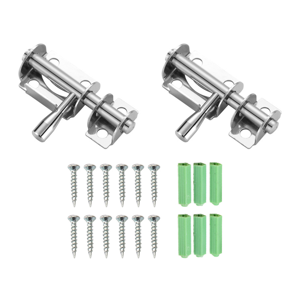 2pcs Windows Pet Gate Padlock Hole Heavy Duty Sliding Barrel Bolt Stainless Steel Brushed Surface Toilet Warehouse Doors Fences