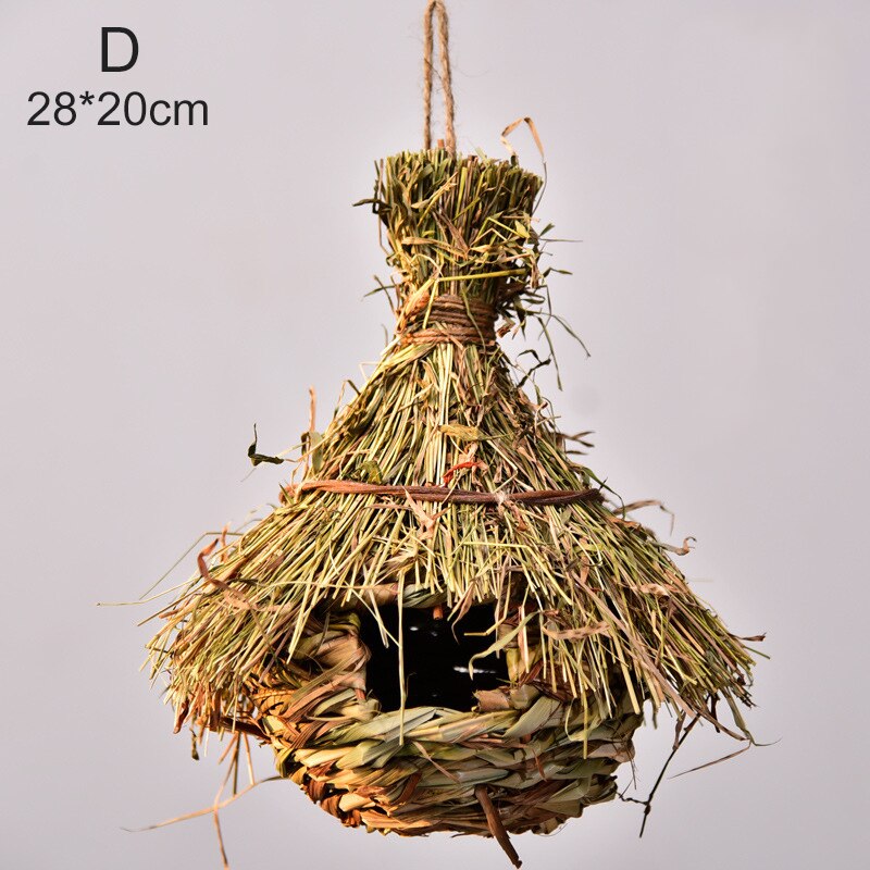 Birds Nest Hand-knitted Gourd Bird House Natural Grass Egg House Outdoor Gardening Decoration Pet Bird Nest Supplies: D