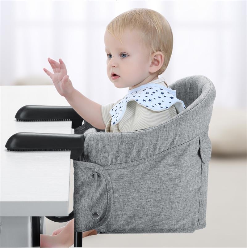 Trona portátil con gancho para bebé, trona de viaje plegable, Clips para mesa de comedor, silla de alimentación para niños con cinturón de seguridad