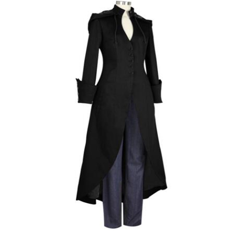 4XL Medieval Retro Hooded Coats Long Trench Women Vintage Gothic Steampunk Trench Coat Female Cosplay Costume Outwear