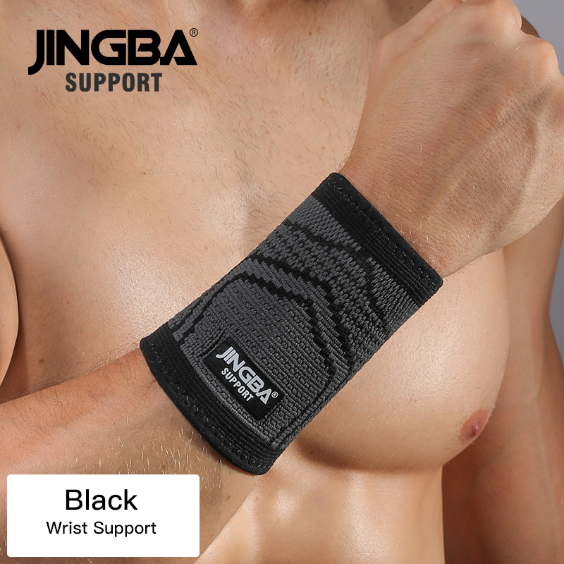 JINGBA SUPPORT Sports protective gear 1PCS Nylon basketball knee protector +wristband Support+ankle support+Elbow pads+hand guar: Black Wrist support