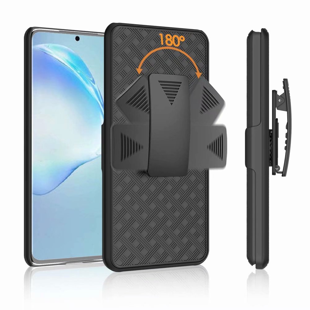 Woven 2 in 1 Hybrid Hard Shell Holster Combo Case With Kickstand & Belt Clip For Samsung Galaxy S20/S20 PLUS/S20 ULTRA