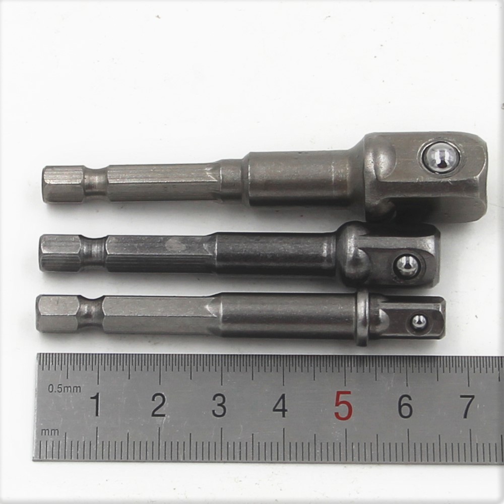 Juego de llaves de vástago hexagonal para taladro eléctrico, 3 uds., taladro para enchufes, adaptador de extensión de broca, 1/4, 3/8, 1/2: 3pc65-73mm