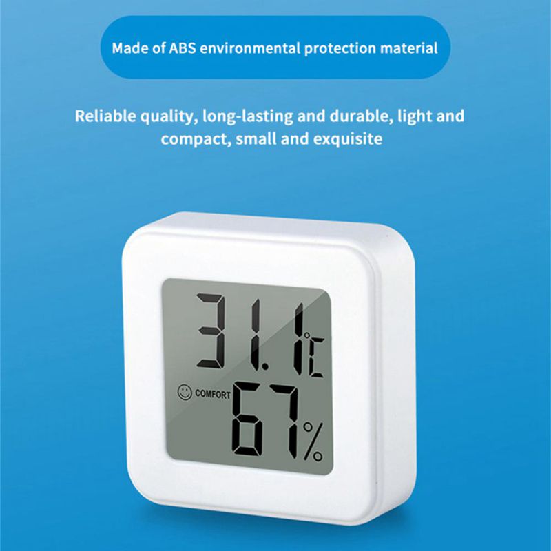 Witte Mini Elektronische Temperatuur En Vochtigheid Meter Auto Thermometer Met Lachende Gezicht Display Koelkast Thermometer