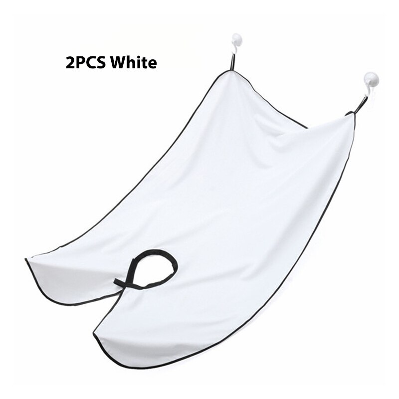 Male Beard Shaving Apron Care Clean Hair Adult Bibs Shaver Holder Waterproof Bathroom Organizer for Man: 2pcs white