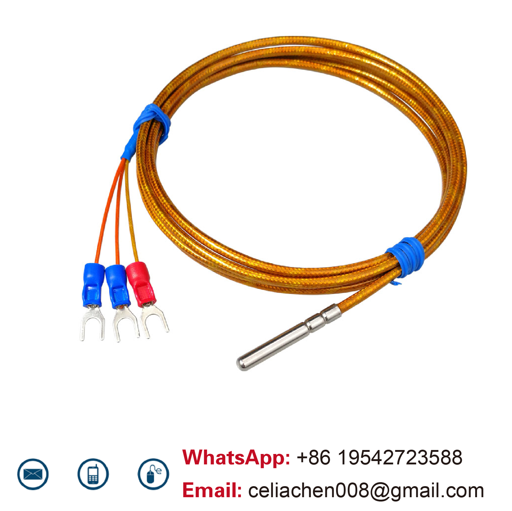 PT100 Temperature Sensor RTD Probe 350°C Platinum Resistance Waterproof High Temp Sensor Kapton Insulated Industrial Measuring