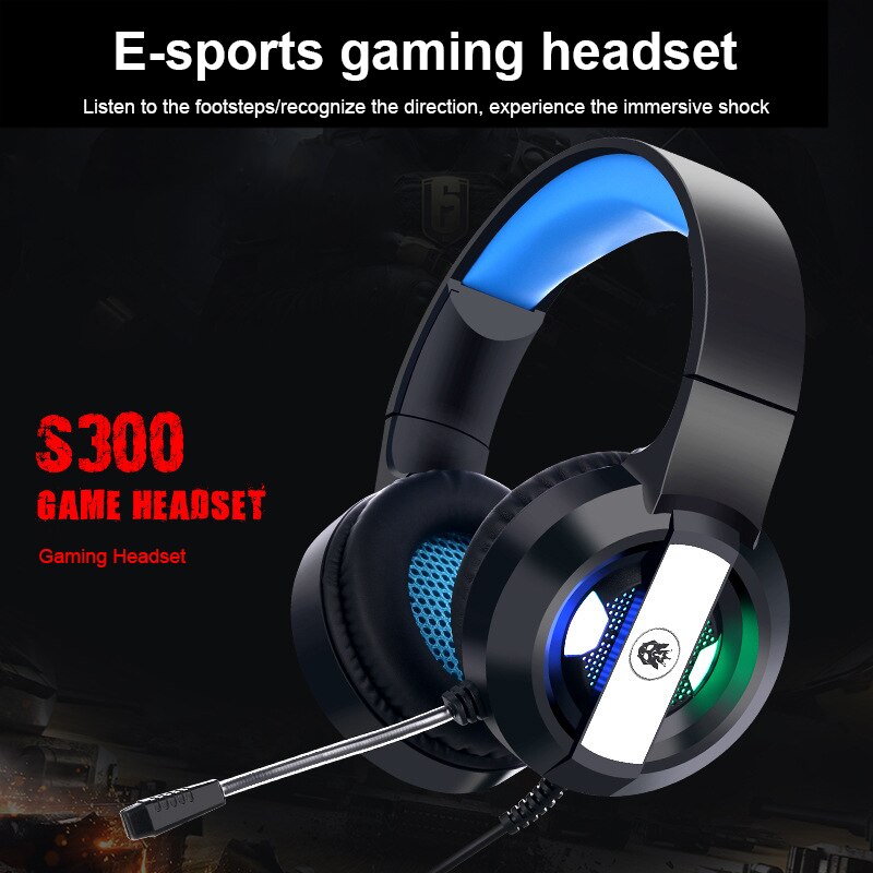 Gaming Headsets Gamer Hoofdtelefoon 7.1 Surround Sound Stereo Bedrade Koptelefoon Usb Microfoon Bule Licht Pc Laptop Game Headset
