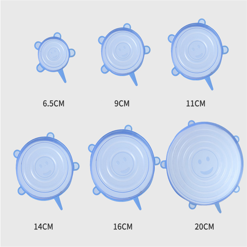 6Pcs Silicone Cover Stretch Lids Reusable Airtight Food Wrap Covers Keeping Fresh Seal Bowl Stretchy Wrap Cover Kitchen Cookware