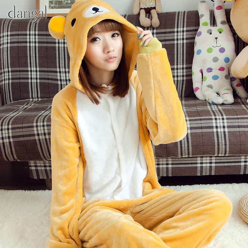 Kigurumi Bear Kigurumi Pajamas Animal One Piece Unisex Pajama kigurumi Pajama Bottoms Yellow Bear Honey Bear Onesie Warm Soft