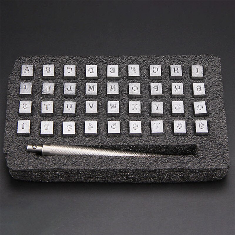 Juego de estampado de cuero con letras y números del alfabeto, perforadora de acero de 3,5/6,5mm, herramienta para artesanía de cuero, 36 piezas: 3.5mm