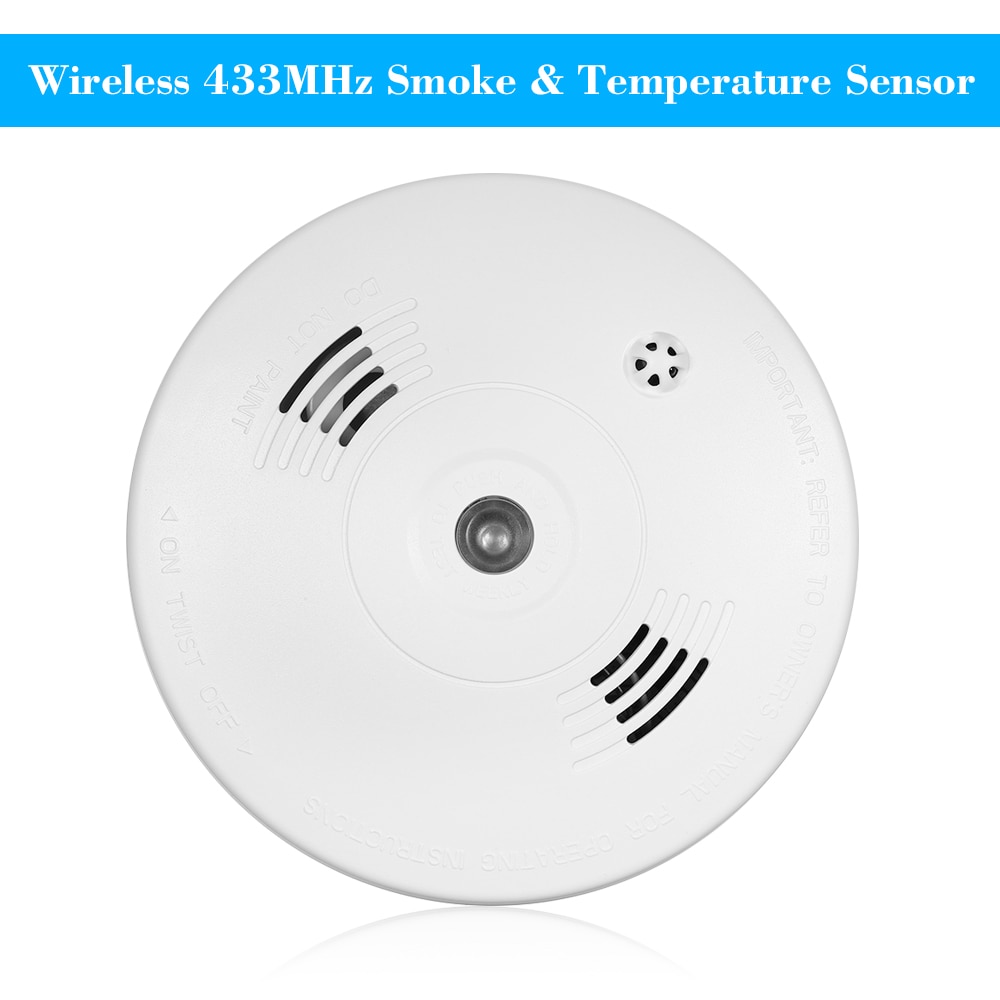 Wireless 433MHz Smoke Fire Detector Photoelectronic Temperature Sensor Inside Fire Alert Security Alarm