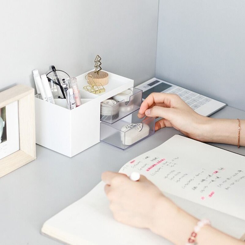 Multifunctional Pen Holder Organizer Cute Student Desktop Stationery Storage Box Office Drawer Pen Case