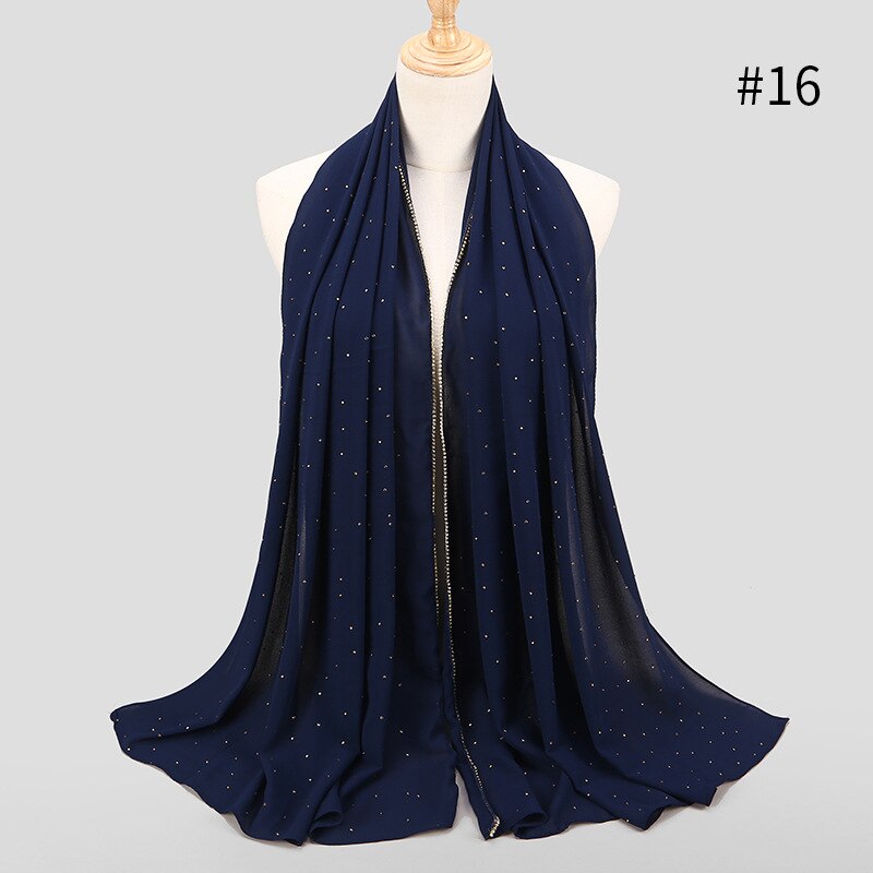 75*180 cm zomer moslim chiffon hijab sjaal kralen hoofddoek islamitische lange hoofd sjaals foulard femme musulman: 16
