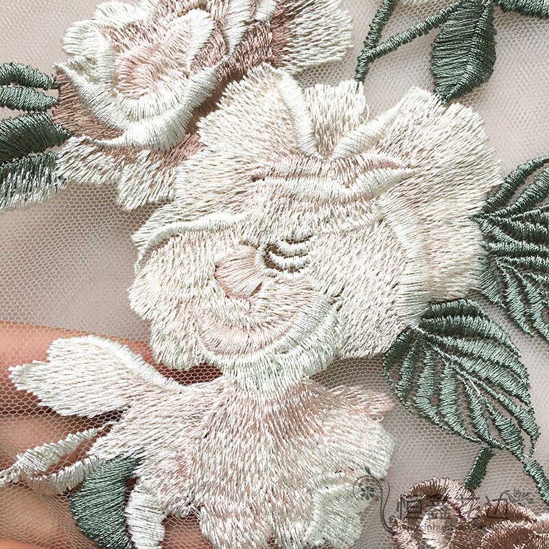 Handgjord lantlig stil 3d bröllop brudklänning applikation diy brud huvudbonad halsduk slöja broderad spets tyg patch
