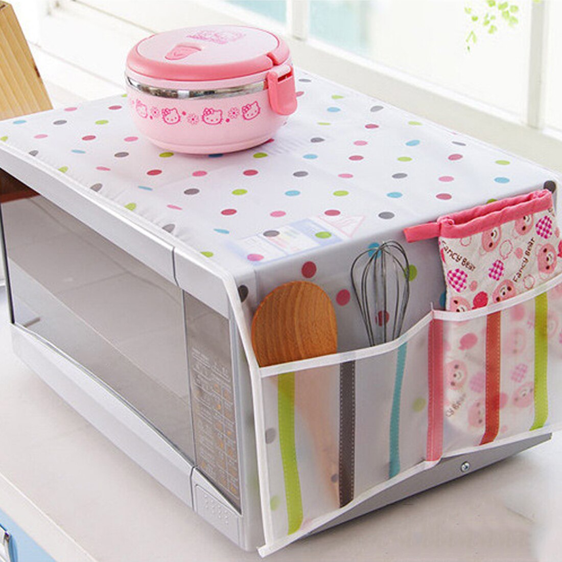 Waterproof Microwave Oven Covers With Two Side Pocket PEVA Material