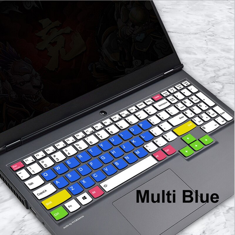Unique Silicone Waterproof Cover Laptop Keyboards Skin For Lenovo Legion 15.6" R7000/Y7000/R7000P/Y7000P Keyboard Stickers: Multi Blue