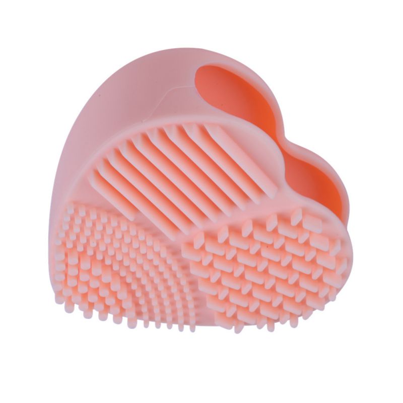 Base de Maquillaje cepillo depurador Junta pincel de maquillaje de silicona almohadilla limpiadora brocha para limpieza de maquillaje Gel alfombrilla de limpieza herramienta de mano: Beige