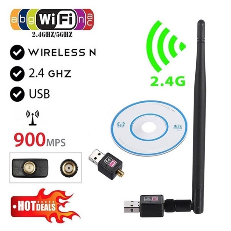 600/900Mbps Wireless USB WiFi Adapter Dongle Network LAN Card 802.11b/g/n w/ Antenna