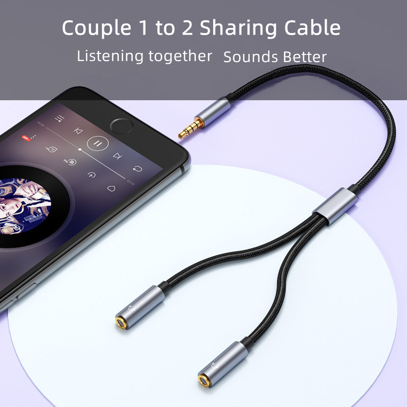 3.5mm- jack ljudkabel par dator mobiltelefon 1 to 2 ljudkabel högtalare hörlursdelare 4- sektion polport kontaktkabel