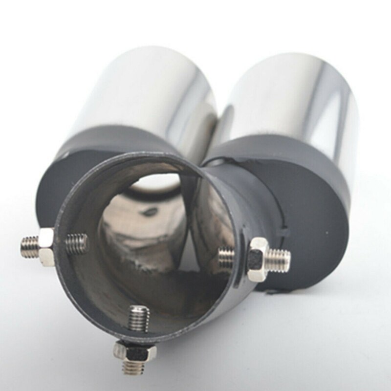 Car Universal 6m Stainless Steel Dual Outlet Exhaust Pipe Muffler Tail Throat Muffler Tip Pipe Grilled Black