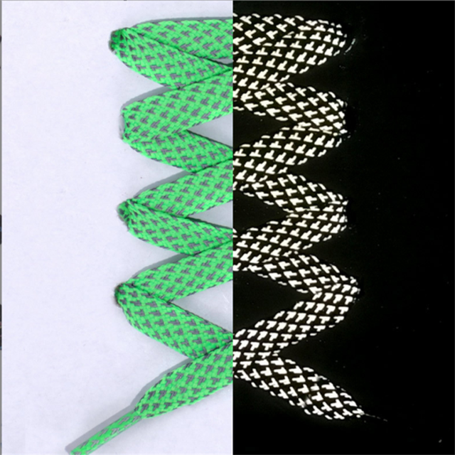 1 Paar 100Cm Reflecterende Schoenveters Lichtgevende Platte Schoenveters Schoenen Vrouw Man Casual Sport Veters Ronde Veters Accessoires: green