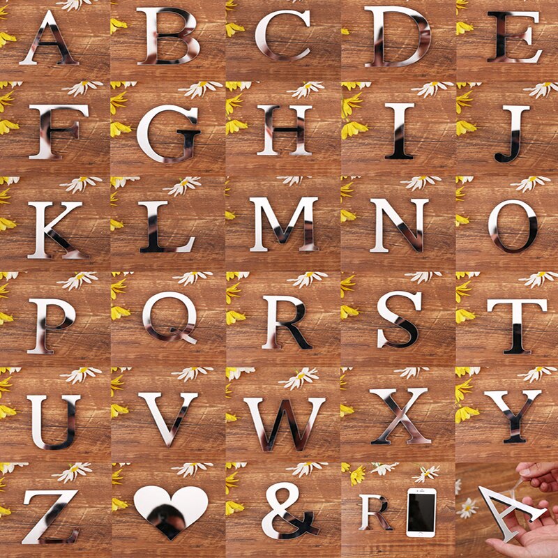 Muur Poster Thuis Decoratie Engels Letters Raamdecoratie Decoratieve Alfabet 3D Spiegel Muurstickers Deur Stickers Leuke