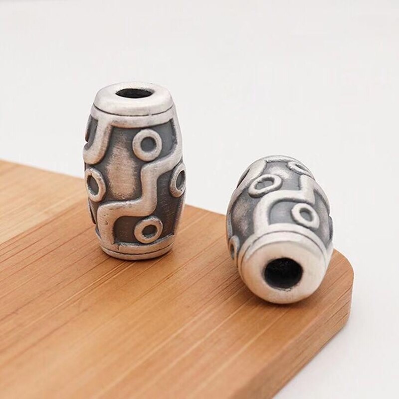 Lot 3d s999 perles dzi rétro argentées dures à 9 yeux, séparateur de seau, matériel perlé à faire soi-même, raccord tissé, 2 pièces