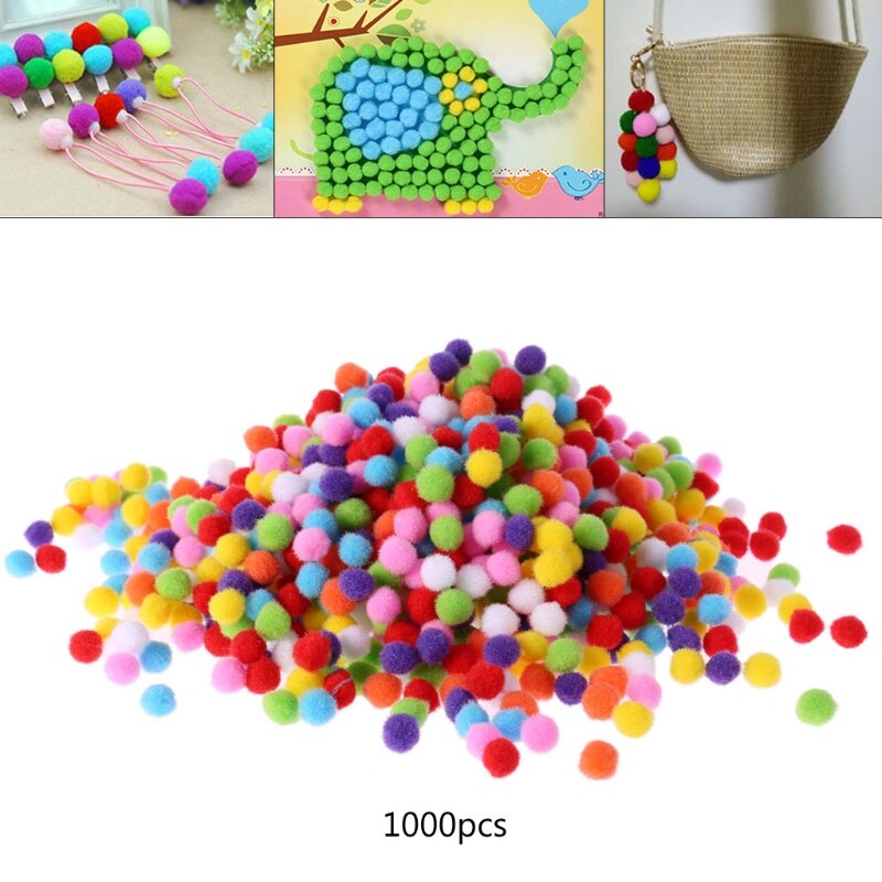 1000Pcs Soft Round Fluffy Craft PomPoms Ball Mixed Color Pom Poms 12mm DIY Craft BX0D