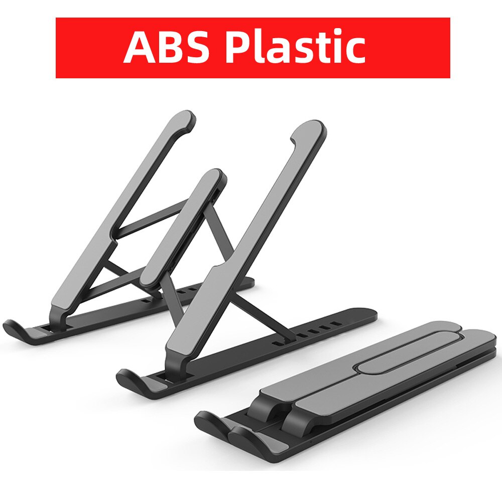 Laptop Stand Aluminium Alloy Notebook Stand Foldable for Laptop Base Macbook Pro Holder Adjustable Bracket Computer Accessories: ABS Plastic Black