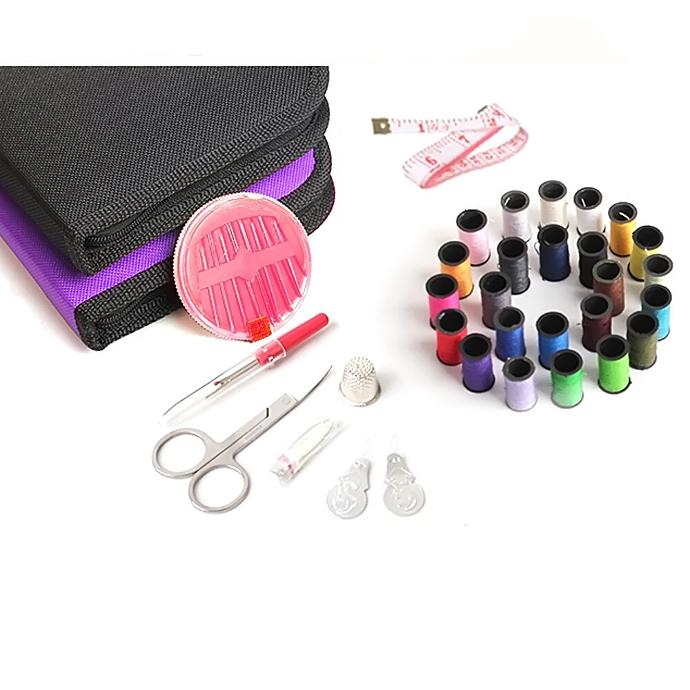 25Pcs Multifunctional Mini Sewing Kit Supplies Set Compact Zippered Filled for Travel Camping Sewing Box Set Storage Bag Costura
