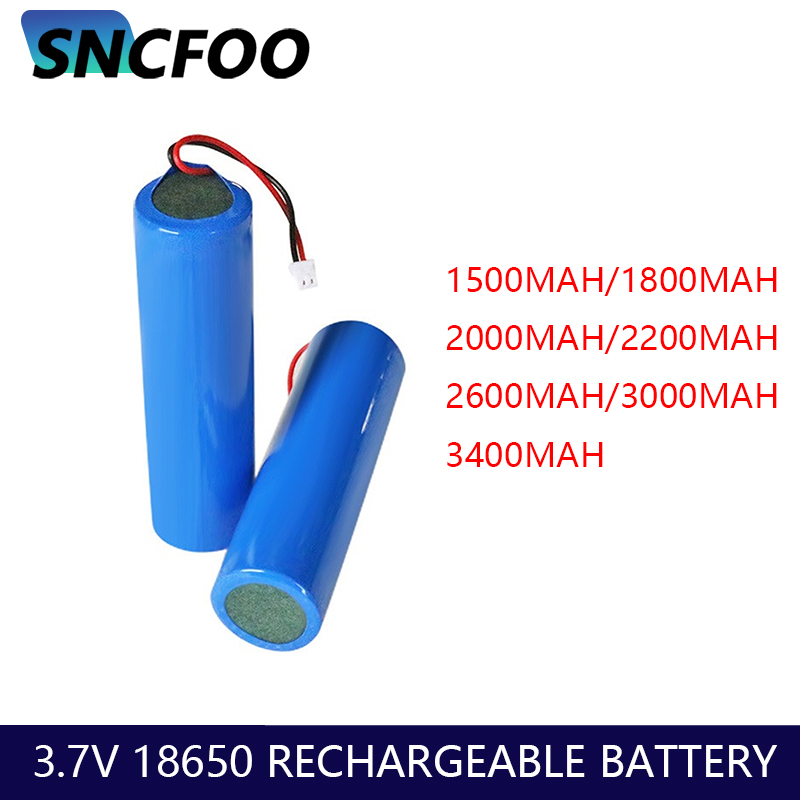 Bateria recarregável 18650 3.7v baterias de lítio pacote 1500mah 1800mah 2000mah 2200mah 3000mah