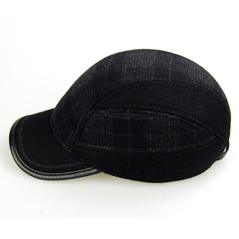 Pcfddr ull ull baseball caps i vinter ørebeskytter for middelaldrende og gamle menn.