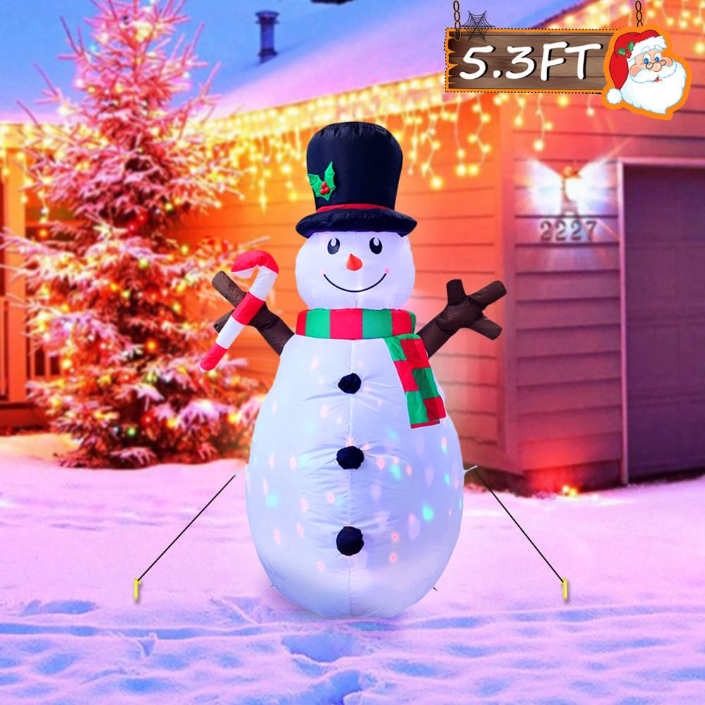 Christmas Decorations with LED Lights 1.5m Inflatable Snowman Blow Up for Home Yard Shopping Malls Xmas Party Decor EU Plug: 1.6m Snowman