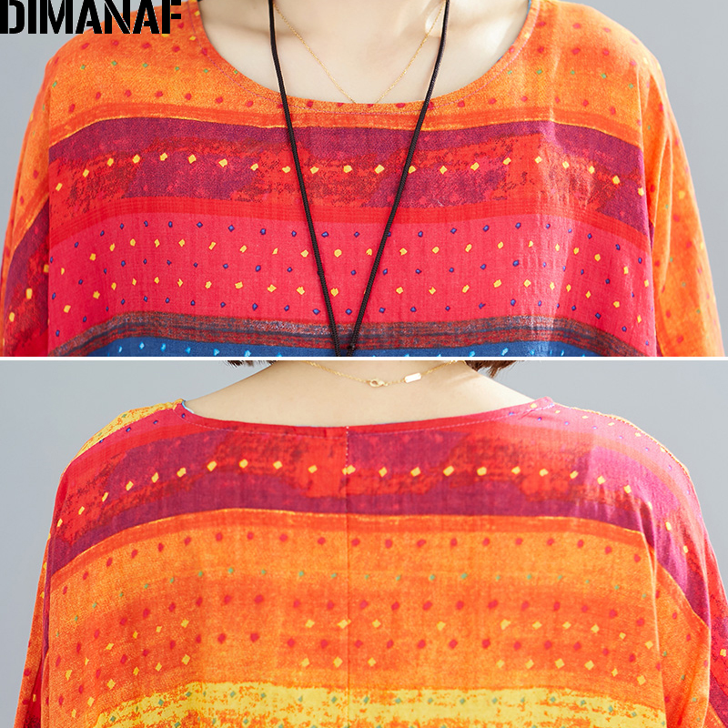 Dimanaf verão vestido de impressão oversize roupas femininas vestido de verão praia férias casual senhora vestidos algodão solto plus size 5xl 6xl