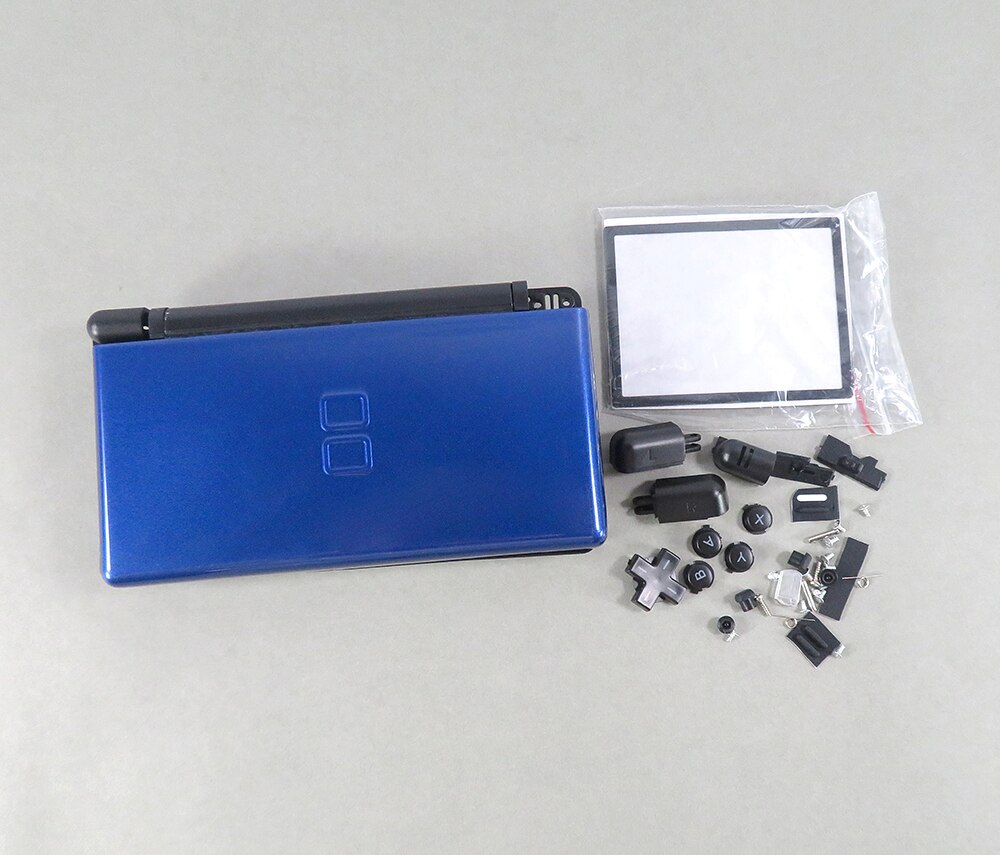 1set Full Housing Cover Case For NDSL Housing Case with Full Buttons for Nintendo DS Lite Transparent clear Shell Cover Case: blue black