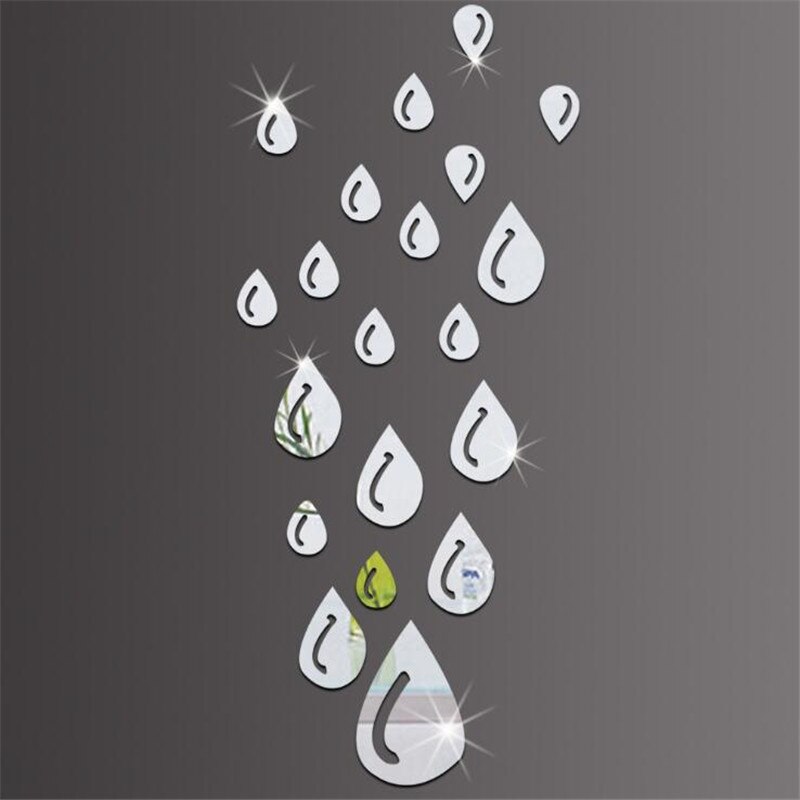 Acrylic Mirror Sticker Self Adhesive Wall Sticker Personality Raindrop Wall Sticker For Bathroom Glass Home Decor