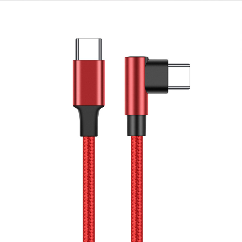 90 grad Ellenbogen Typ-c Kabel 20V 3A 60W PD Schnelle Ladung Typ C Zu Typ C männlichen zu Männlichen USB Typ-C Geräte 0,2 m 1m 2m 3m: Single Ellbogen rot / 3m
