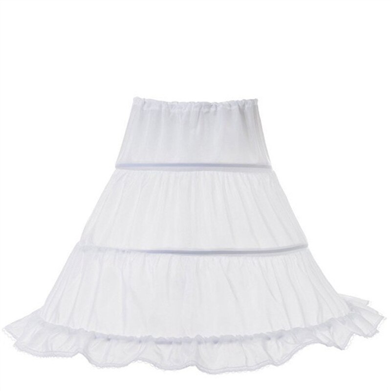 Princesa um tamanho branco deslizamento 3 aros petticoat bebê rendas flor meninas underskirt cintura elástica cordão saia petticoats: Default Title